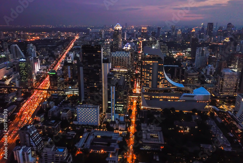 Bangkok at night from above, Thailand