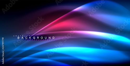 Neon glowing wave  magic energy and light motion background