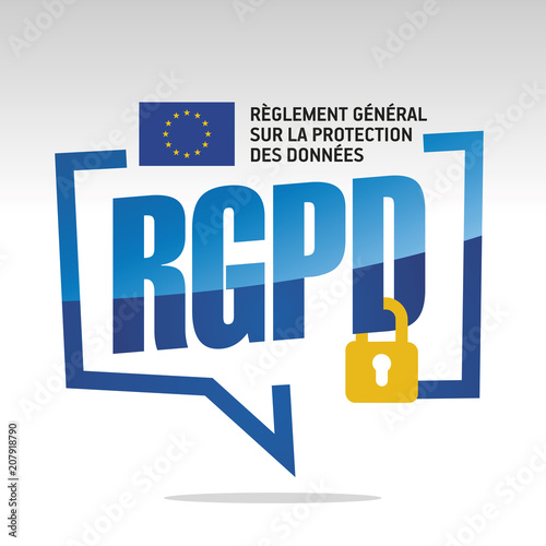GDPR (French - RGPD Reglement general sur la protection des donnees) logo icon photo