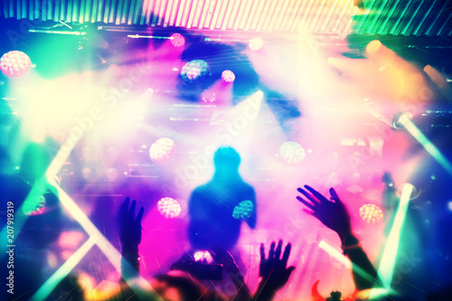 Silhouettes of people and musicians