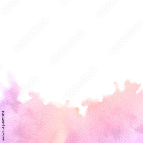 Hand painted pink watercolor bottom border texture with soft edg