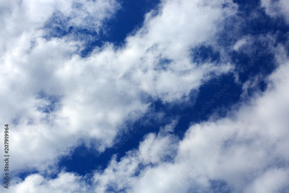 Fototapeta premium Blue sky with cloud closeup.