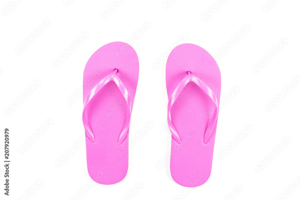 Pink sponge shoe on white background,