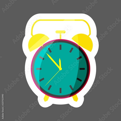 Vector colored sticker icon alarm clock. Clock vector illustration. Layers grouped for easy editing illustration.  For your design.