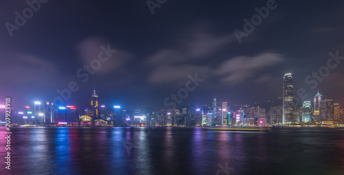 Panoramic view of Hong Kong city skyline at night © javarman