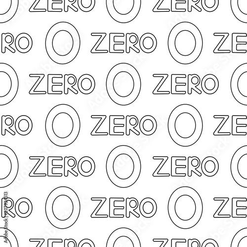 Seamless pattern with numeral and word zero. Coloring page.