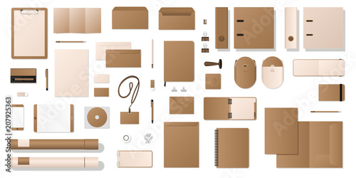 Premium corporate identity template set. Set of envelope, card, folder, etc. Vector illustration.