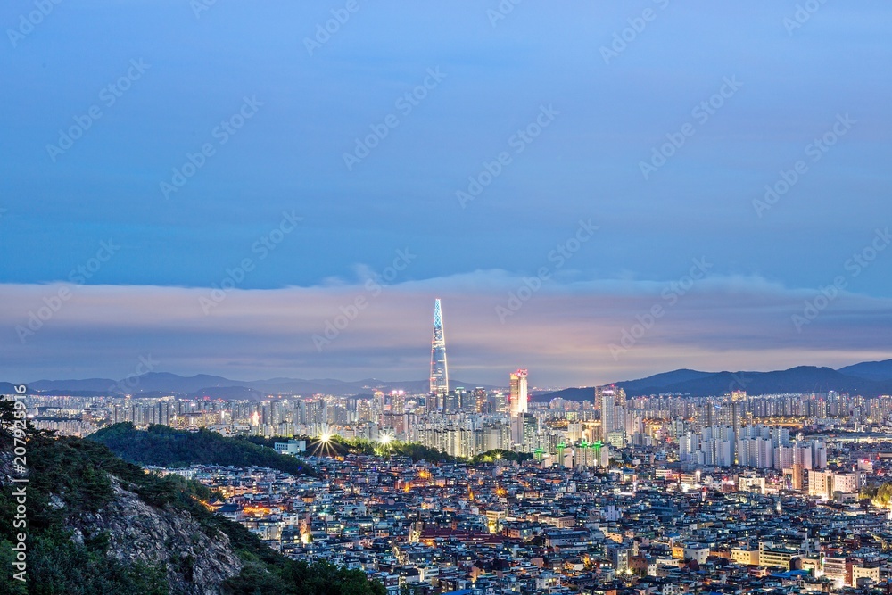 Seoul Night view from Yongma Mountain