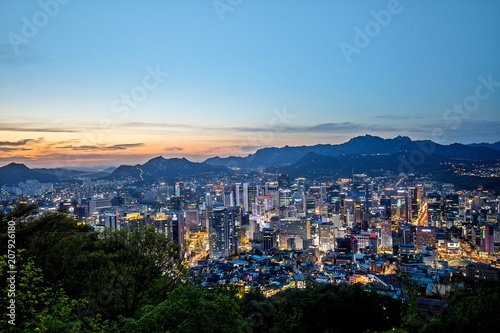 Seoul sunset from Namsan Mountain in Seoul