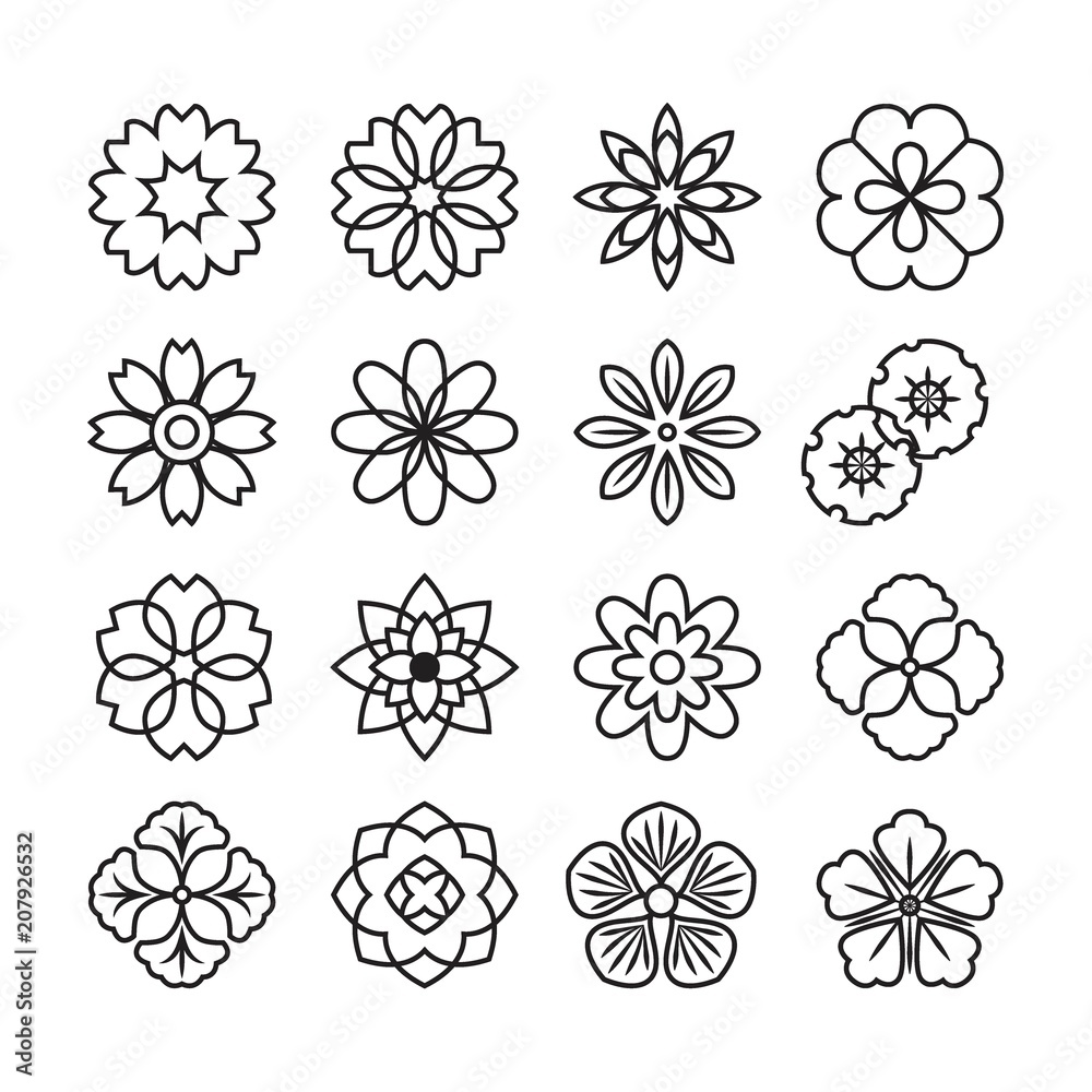 Flowers ornament icon,vector set Flowers ornament icon,vector set