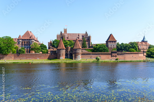 Castle at Nogat River, medieval Teutonic Knights castle in Malbork, Poland