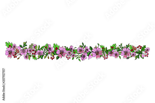 wreath of flowers wild rose with white background