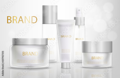 Beauty Products Containers Realistic Vector Set