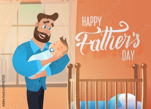 Happy Fathers Day Holiday Cartoon Vector Concept