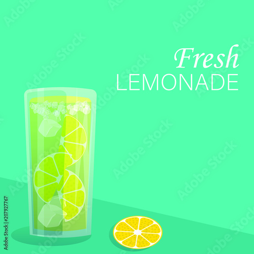 Zitronenlimonade im flat design mit Textfreiraum