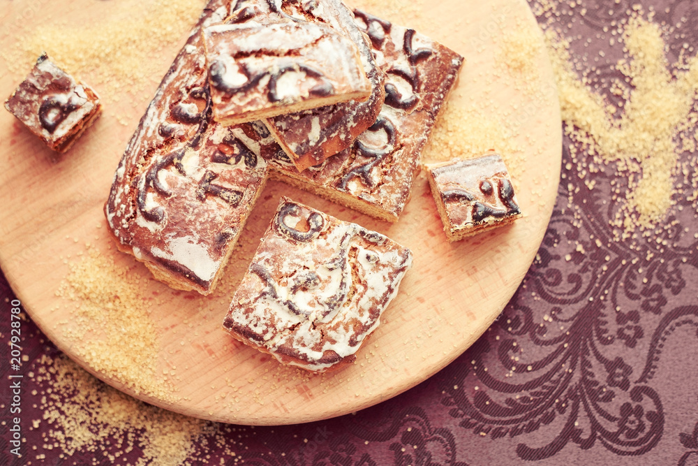 Snowflakes cookies, local pastries, russian cuizine sweets, traditional gingerbread Snowflakes cookies, local pastries, russian cuizine sweets, traditional gingerbread