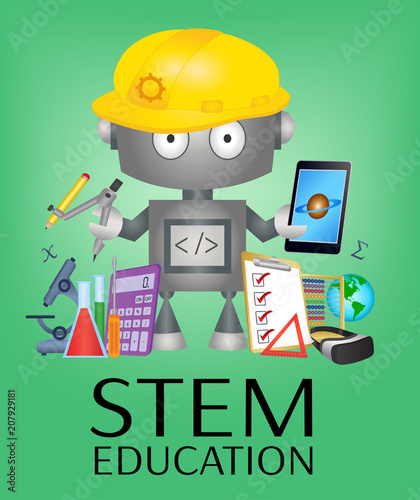 STEM Education banner- Engineer robot vector
