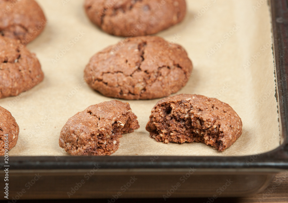 Home Baked Oat Cookies With Chocolate. Home Baked Oat Cookies With Chocolate.
