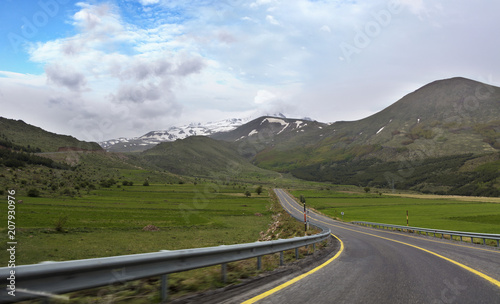 Road leading to the foot of Mount Erciyes in Turkey