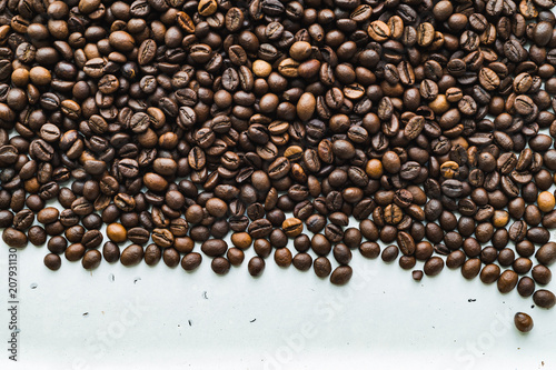 Top view of the surface with coffee beans © kkolosov