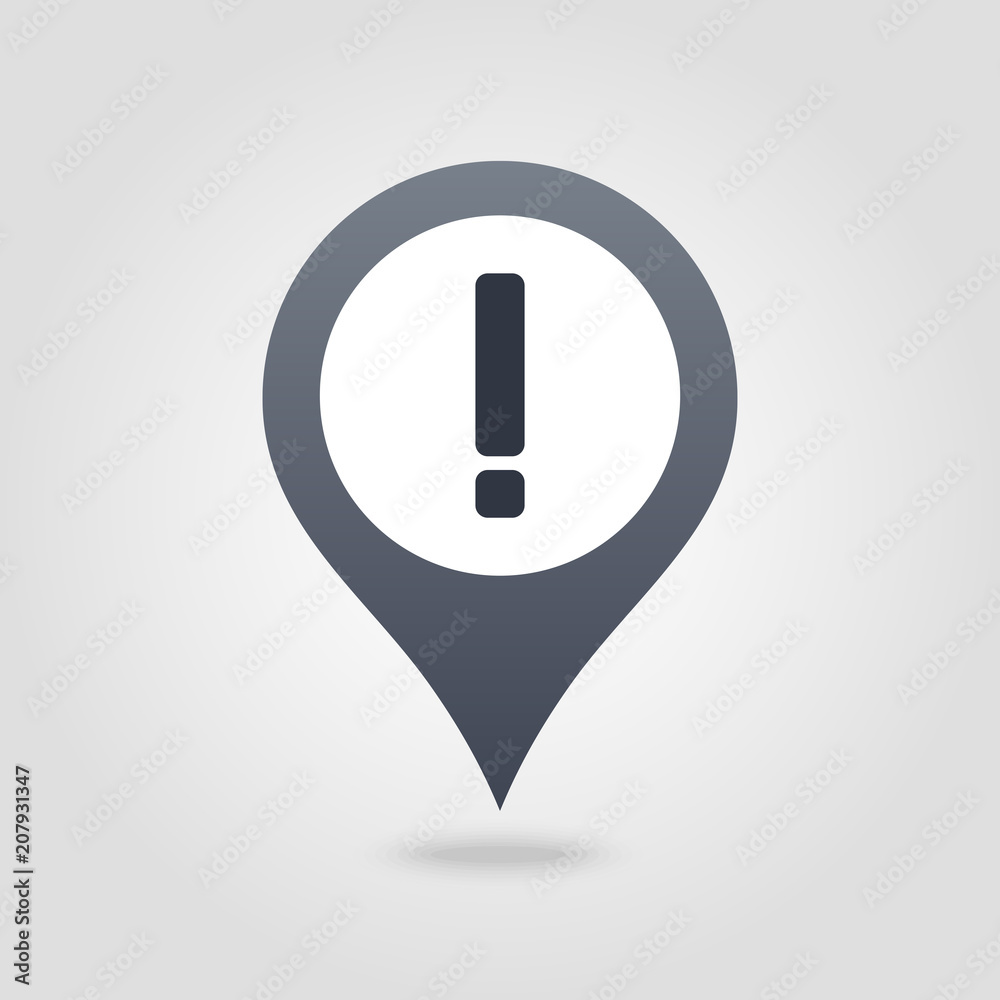 Warning attention, exclamation mark pin map icon Warning attention, exclamation mark pin map icon