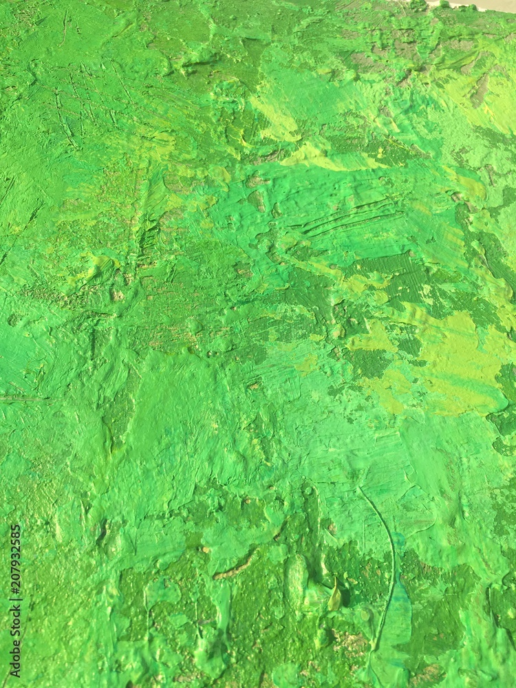 Fototapeta premium Organic matter background green painting texture.