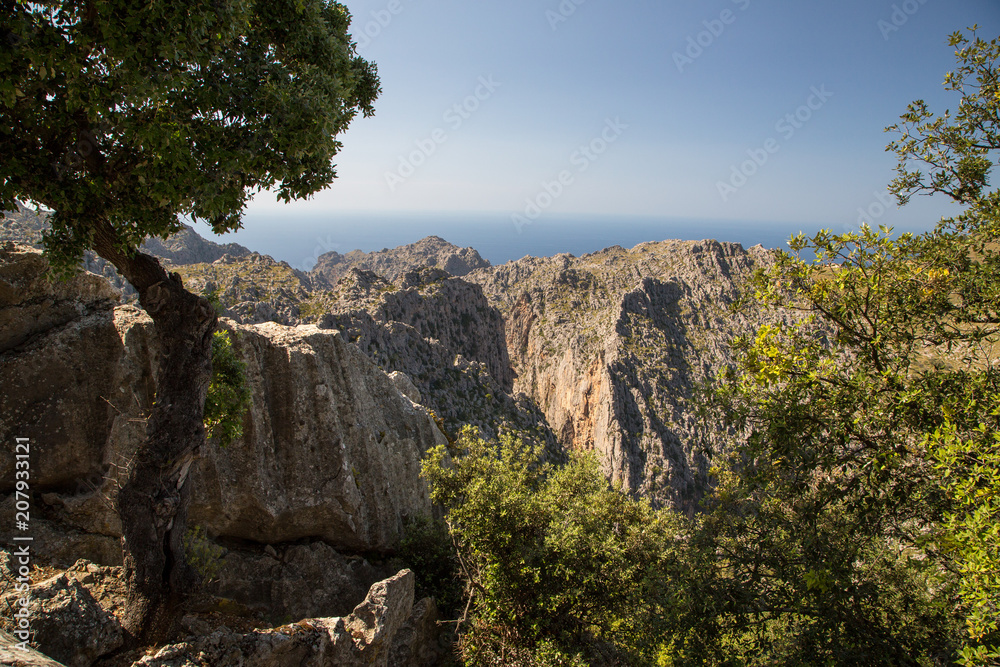 Blick vom Mirador de sa Casa Nova auf die Berge des Tramuntanagebirges