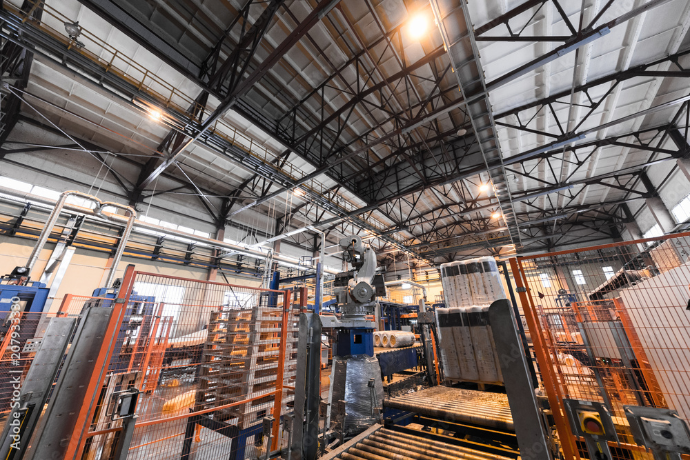 Fototapeta premium Fiberglass production industry equipment at manufacture background