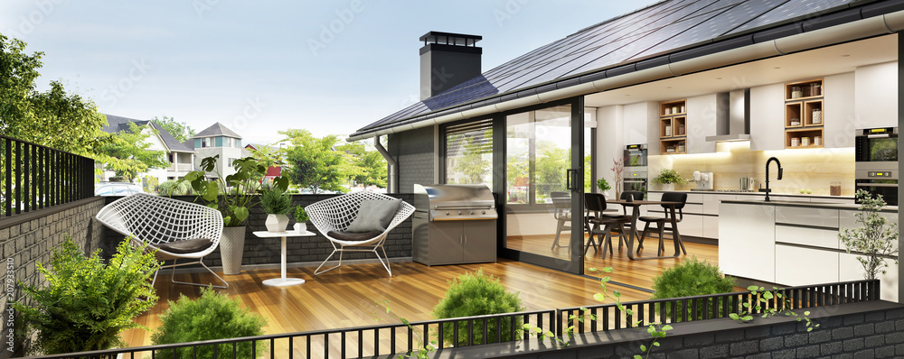 Fototapeta premium Modern house with terrace