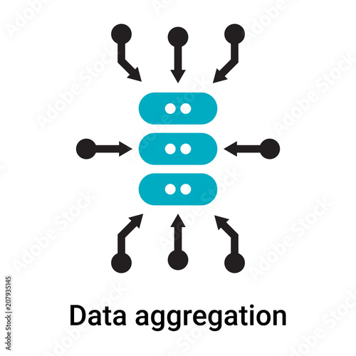 Data aggregation icon vector sign and symbol isolated on white background, Data aggregation logo concept