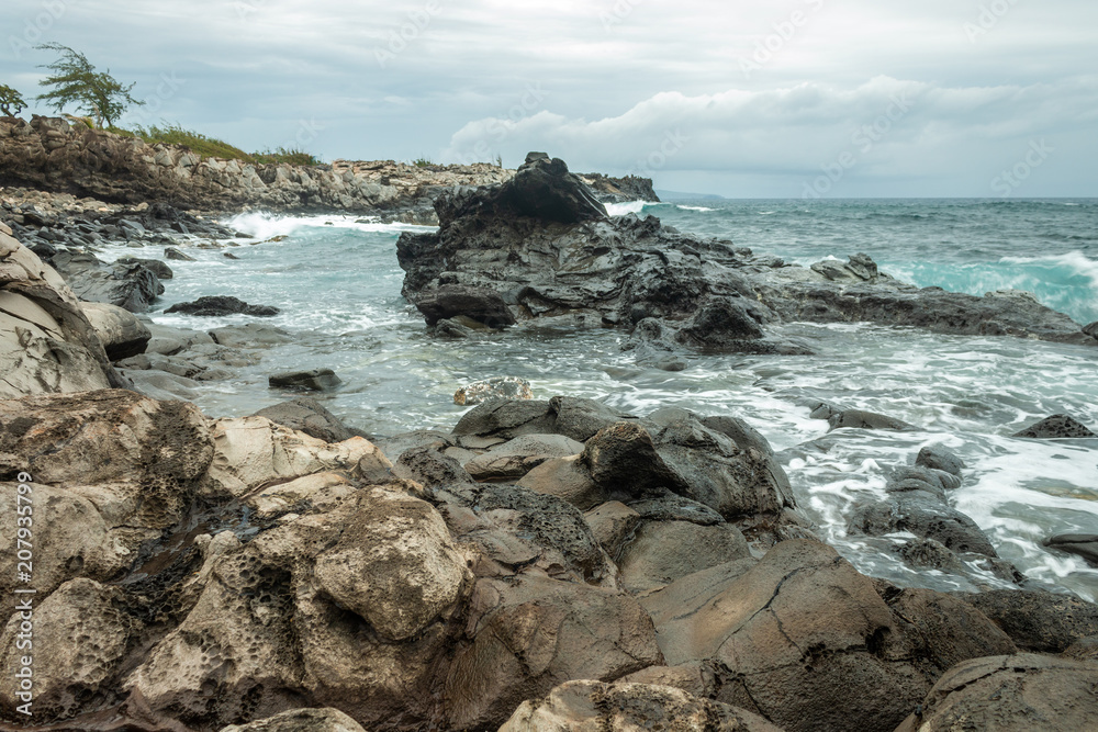 Waves Crashing into the Rocky Maui Coast