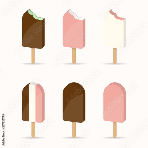 Set ice cream, ice lolly. Vector illustration in flat style
