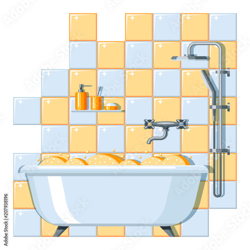 Illustration of bathroom interior.