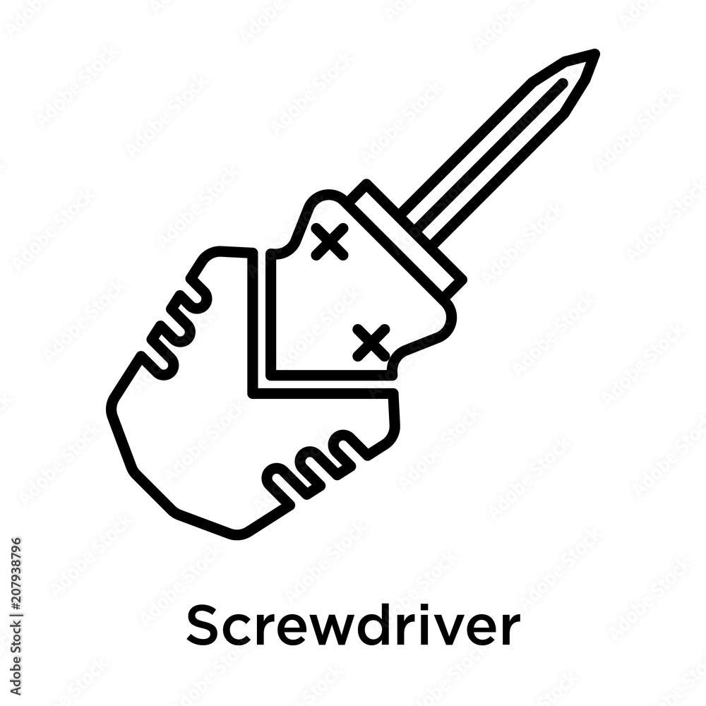 Screwdriver icon vector sign and symbol isolated on white background, Screwdriver logo concept Screwdriver icon vector sign and symbol isolated on white background, Screwdriver logo concept