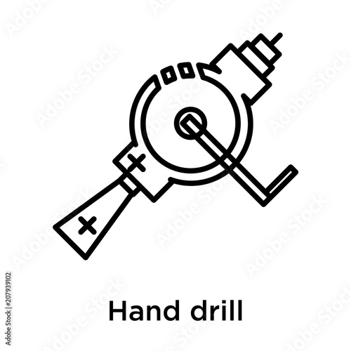 Fototapeta Naklejka Na Ścianę i Meble -  Hand drill icon vector sign and symbol isolated on white background, Hand drill logo concept