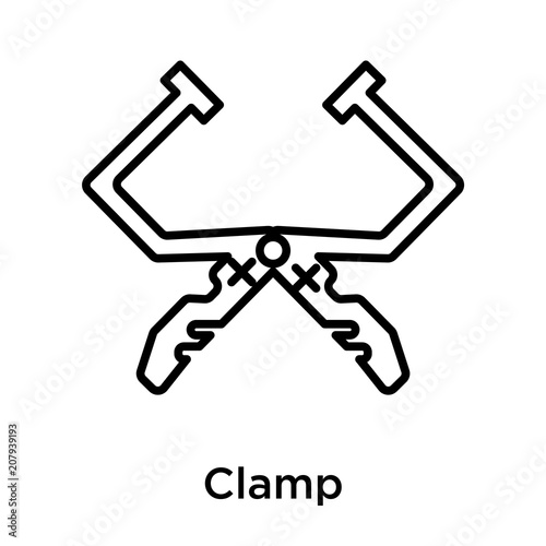 Clamp icon vector sign and symbol isolated on white background  Clamp logo concept