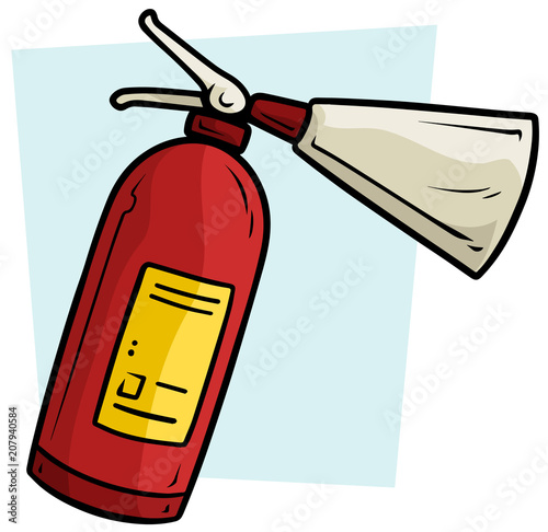 Cartoon red fire extinguisher vector icon