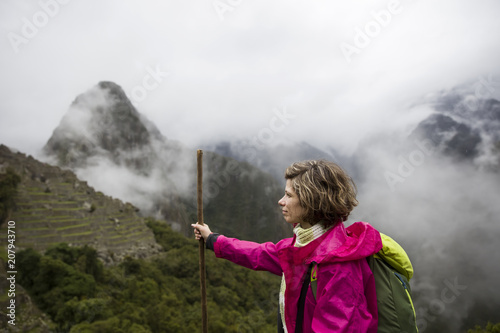 Young woman at Machu Picchu...