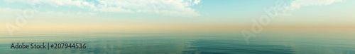 panorama of clouds over the ocean, seascape with clouds, 3D rendering 
