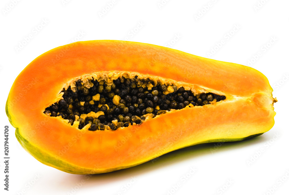 papaya fruit isolated on white background. package design element papaya fruit isolated on white background. package design element