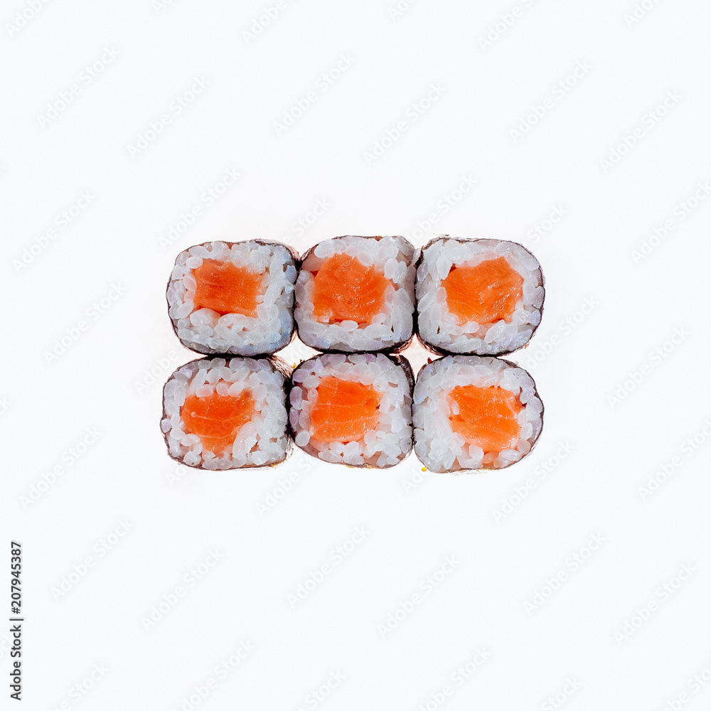 Sushi rolls on a white background. Isolated.