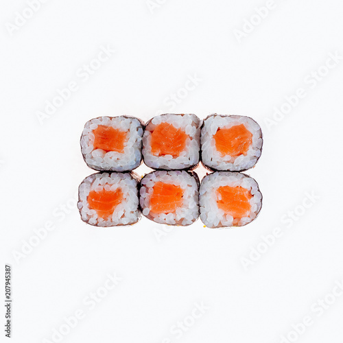 Sushi rolls on a white background. Isolated.