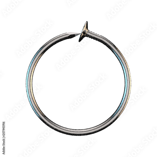 Steel nail. Circle frame. I...