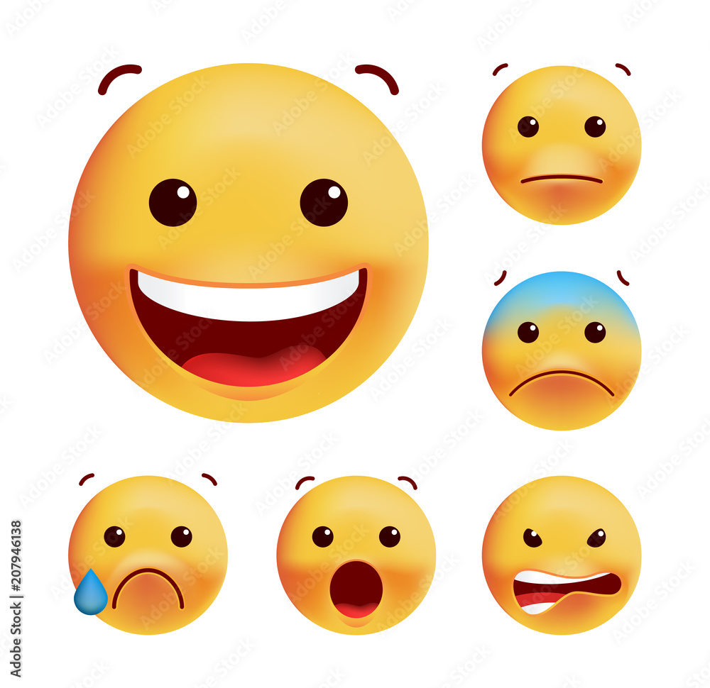Set of Cute Emoticons on White Background. Isolated Vector Illustration Set of Cute Emoticons on White Background. Isolated Vector Illustration