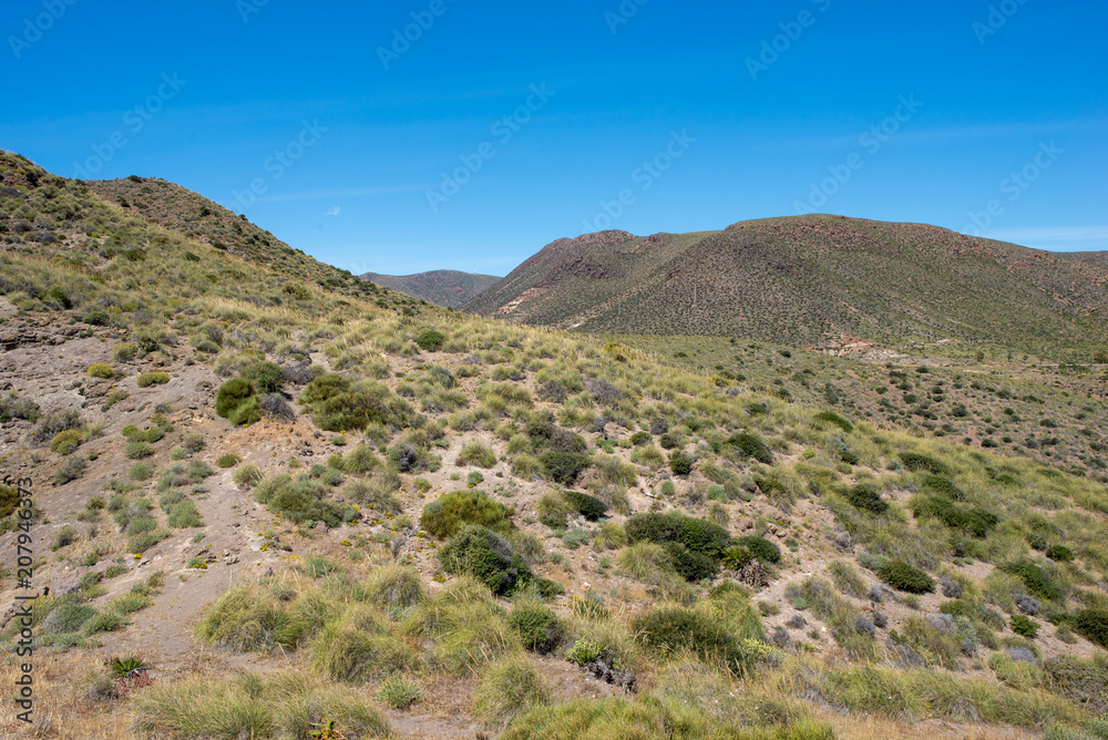 Mountains under the blue sky in Almeria