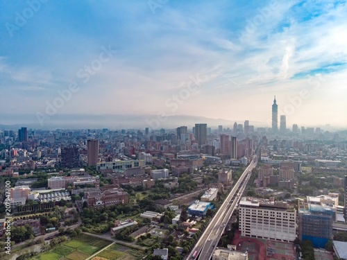 Skyline of taipei city in downtown Taipei  Taiwan.