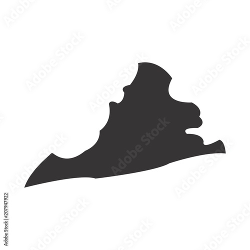 Virginia State map of US America. Vector Simple Black Maps. Eps 08.