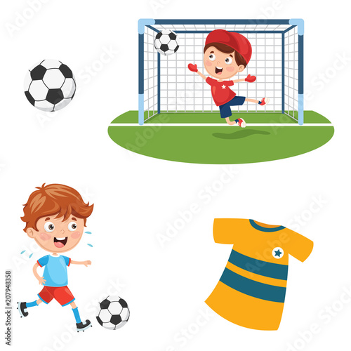 Vector Illustration Of Playing Football