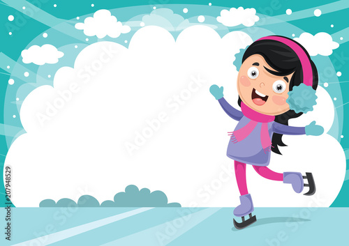 Vector Illustration Of Ice Skating