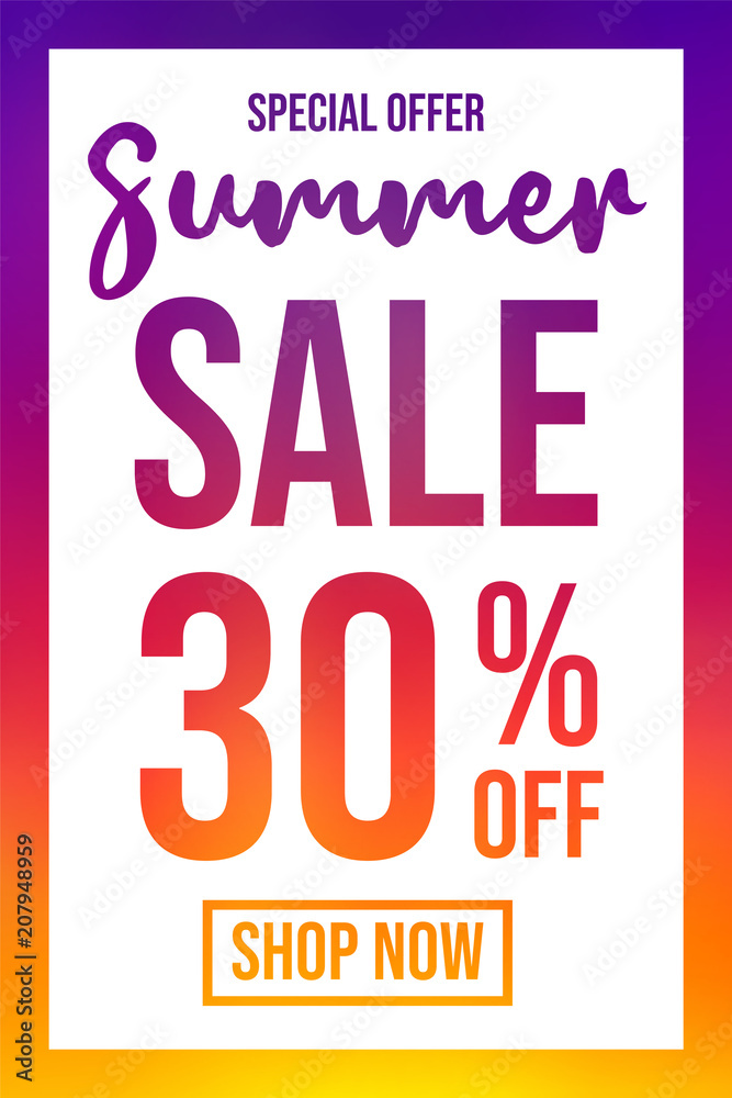 Multicoloured poster for Summer Sale. Vector. Multicoloured poster for Summer Sale. Vector.